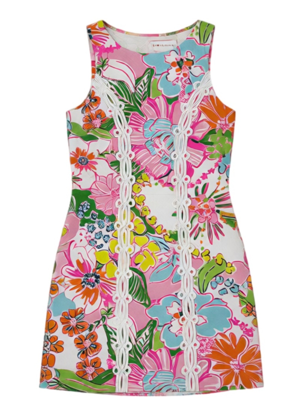 Lilly Pulitzer Neon Pink Multicolor Floral Sleeveless Shift Dress